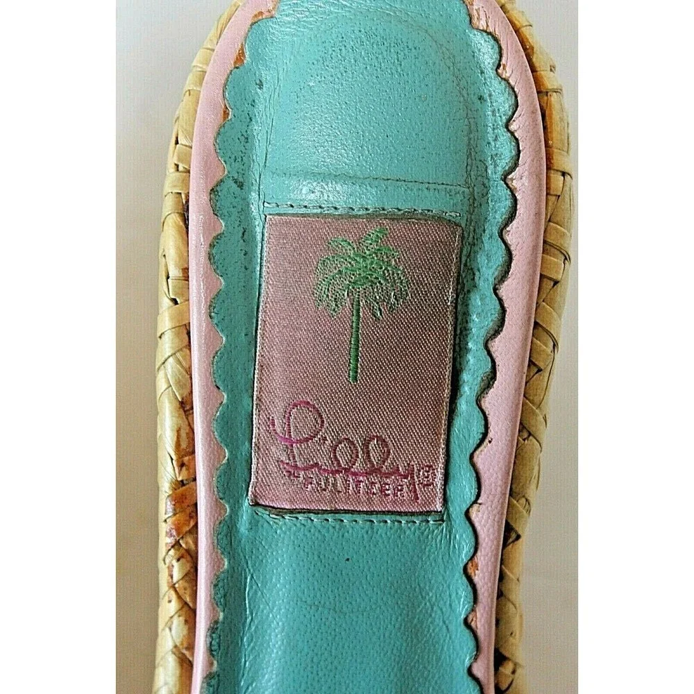 Lilly Pulitzer Espadrilles Italian Pink Slides Wedge Shoes Sandal Womens 8.5
